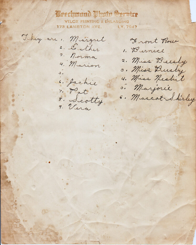 Carleton School First Aid Class 1945